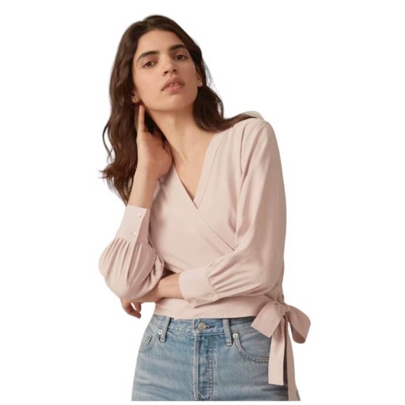 Everlane Tops - NWT Everlane Washable Silk Wrap Shirt Pink Size 8